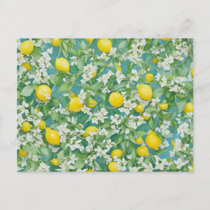 Postal Lemones y flores blancas