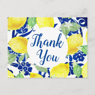 Postal Lemons Country y Blue Floral Gracias Script
