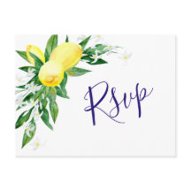 Lemons y Greenery Watercolor Wedding RSVP