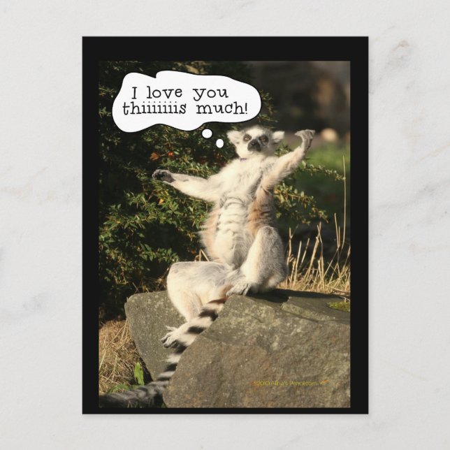 Postal Lemur Te Ama Este Día De Padres Tan Gracioso (Anverso)