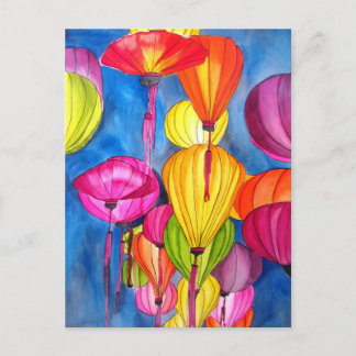 Postal Lenguas chinas acuarela arte fino