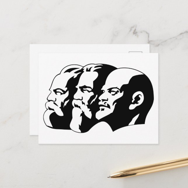 Postal Lenin, Marx, Engels, Unión Soviética, Comunismo (Anverso/Reverso In Situ)