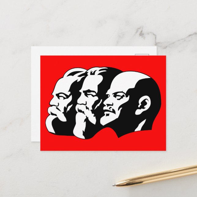 Postal Lenin, Marx, Engels, Unión Soviética, Comunismo (Anverso/Reverso In Situ)