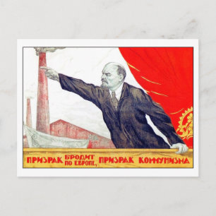 Postal Lenin señalando a una fábrica, propaganda soviétic