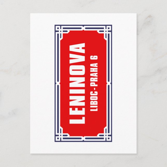 Postal Leninova, Praga, Rótulo Callejero Checo (Anverso)