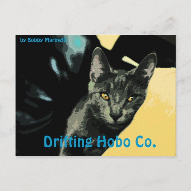 Postal Lennon Cat Postcard Drifting Hobo co. (Anverso)