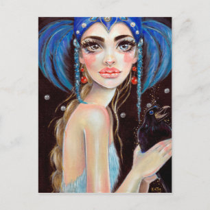 Postal Lenore y el cuervo de tres ojos, arte original