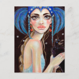 Postal Lenore y el cuervo de tres ojos, arte original