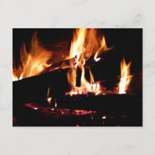 Postal Leños en la chimenea Fotografía de fuego cálido