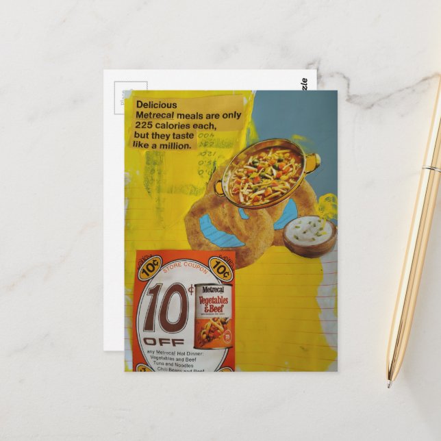 Postal Lentil Rings and Soup 225 mixed media collage  (Anverso/Reverso In Situ)