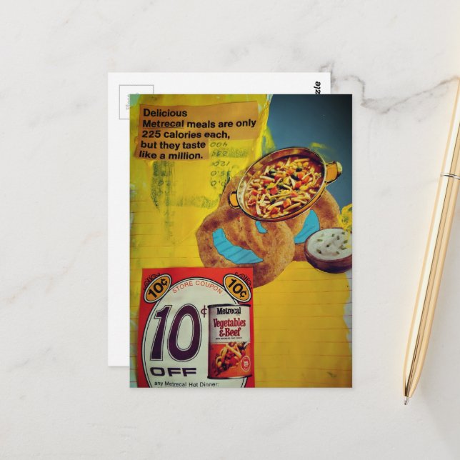 Postal Lentil Rings and Soup 225 mixed media collage  (Anverso/Reverso In Situ)