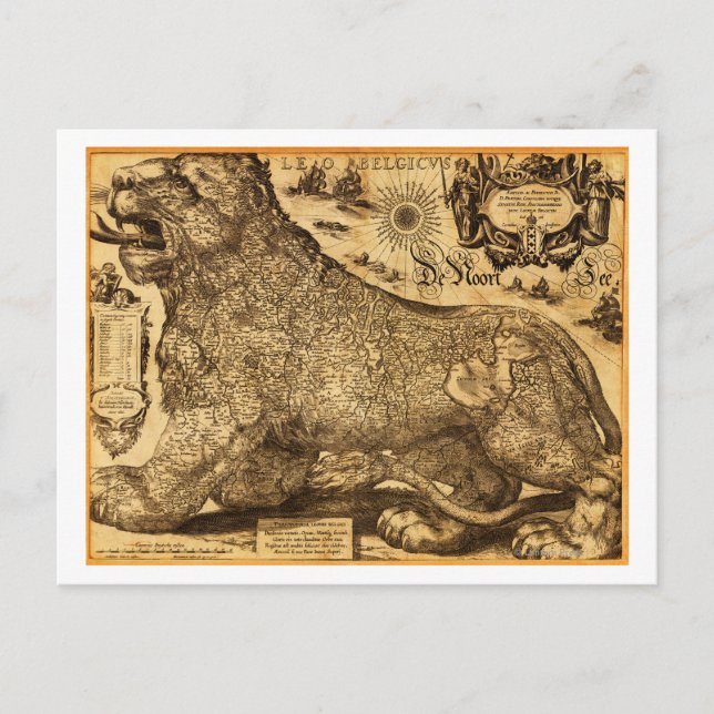 Postal Leo Belgicus de los Países Bajos y Bélgica (Anverso)