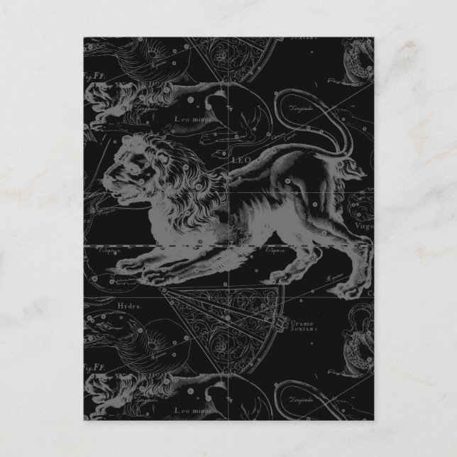 Postal Leo Constellation Hevelius Decor 1690 (Anverso)