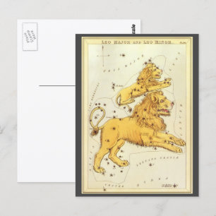 Postal Leo el León Constelación Vintage Espejo de Urania