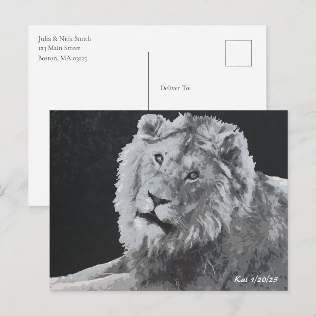 Postal Leo, León Africano, Animal (Anverso / Reverso)