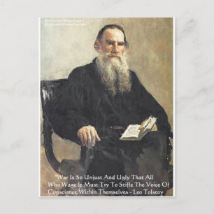 Postal Leo Tolstoy: "La guerra es injusta" Wisdom Cita Re