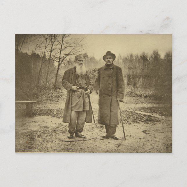 Postal Leo Tolstoy y el autor Maxim Gorky (Anverso)