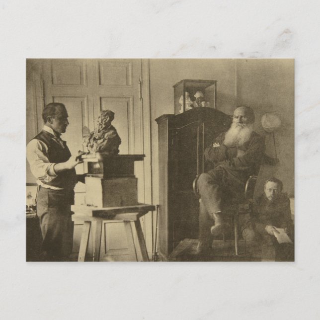 Postal Leo Tolstoy y el escultor Príncipe Paolo (Anverso)