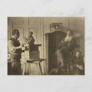 Postal Leo Tolstoy y el escultor Príncipe Paolo