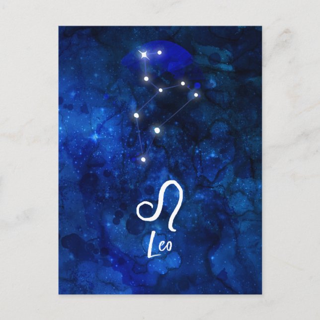Postal Leo Zodiac Constellation Dark Blue Galaxy (Anverso)