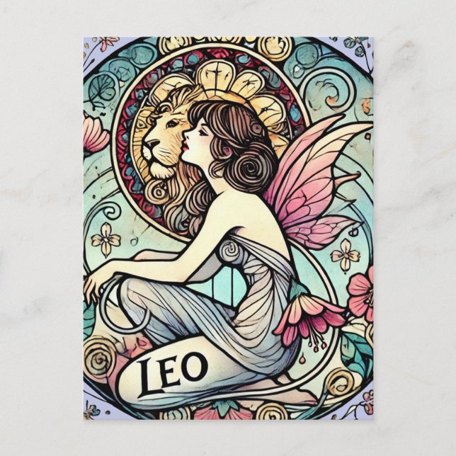 Postal Leo Zodiac Fairy Astrología Rótulo Fe (Anverso)