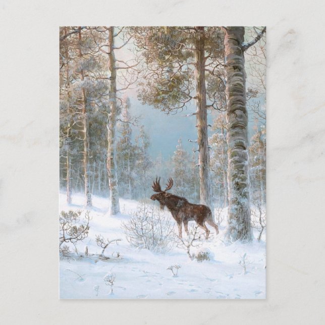 Postal Leodinovich: Elk en el bosque (Anverso)