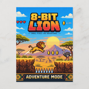 Postal León, Arte de Pixel Retro de 8 Bits