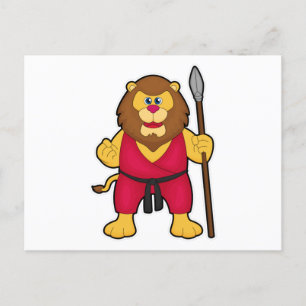 Postal León como guerrero con Spear