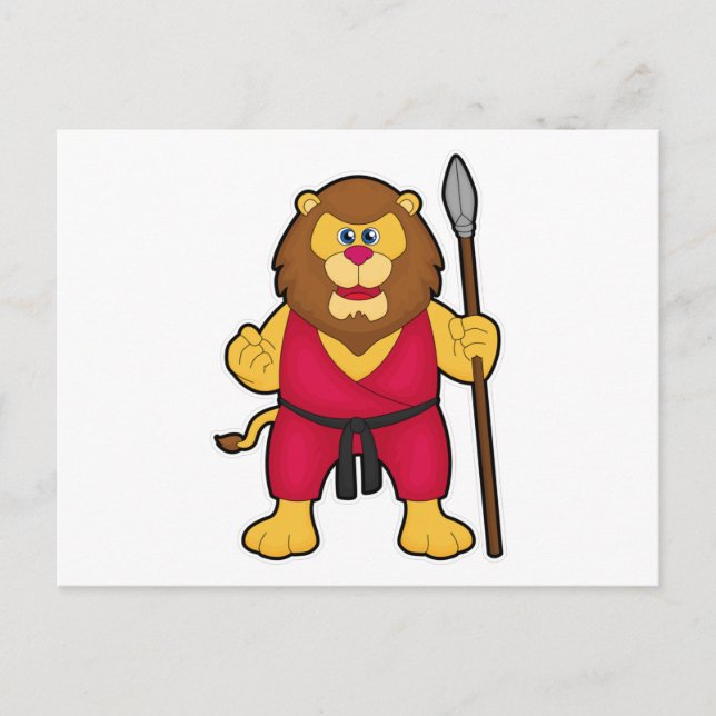 Postal León como guerrero con Spear (Anverso)