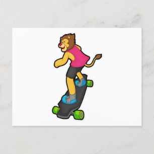 Postal León como Skateboarder con monopatín