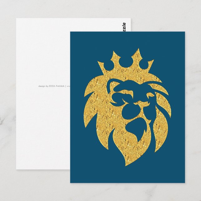 Postal León con corona - Estilo de oro 1 (Anverso / Reverso)
