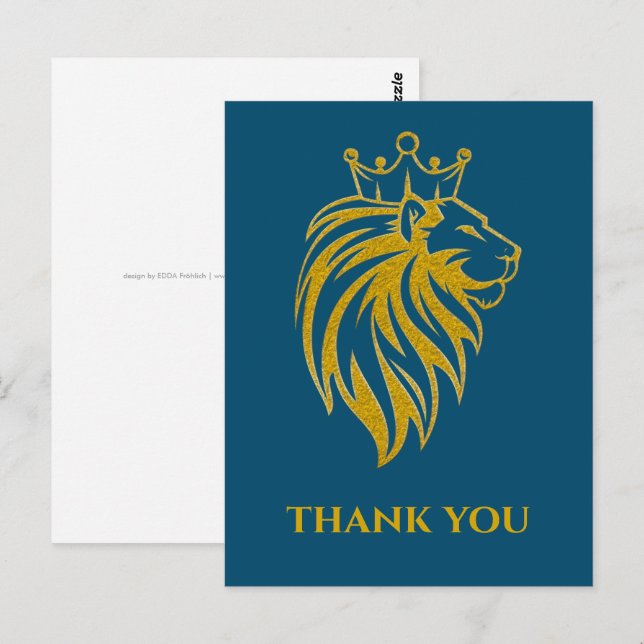 Postal León con corona - Estilo de oro 2 (Anverso / Reverso)