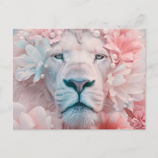 Postal León con flores (Anverso)