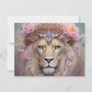Postal León con flores