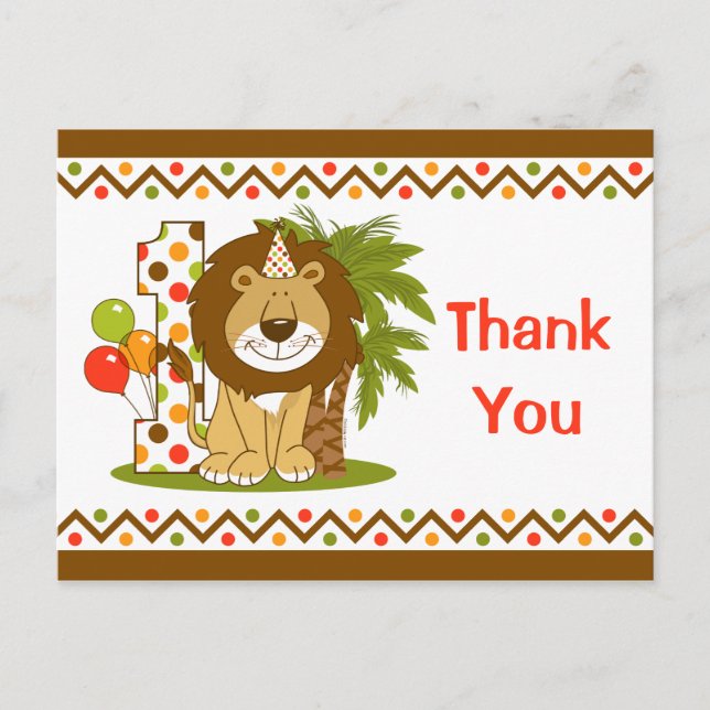 Postal León Cute 1er cumpleaños (Anverso)