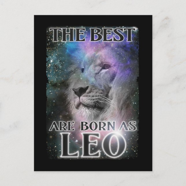Postal León de cumpleaños de Rótulo Leo Zodiac nacido en  (Anverso)