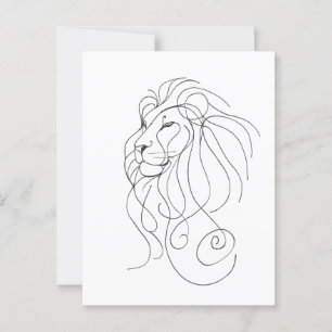 Postal León dibujado a mano - Arte de línea Minimalista
