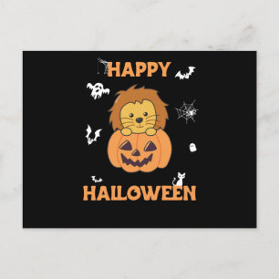 Postal León En Calabaza Dulces Leones Feliz Halloween