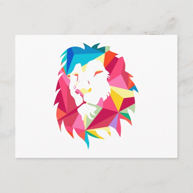 Postal León geomátrico triangular (Anverso)