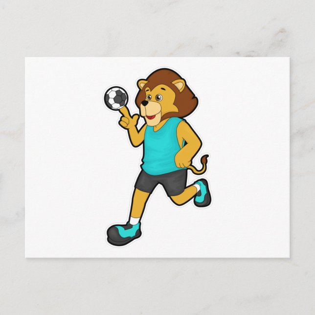 Postal León jugador de balonmano con balonmano (Anverso)