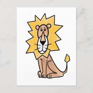 Postal león lindo dibujos animados niños retro safari sel