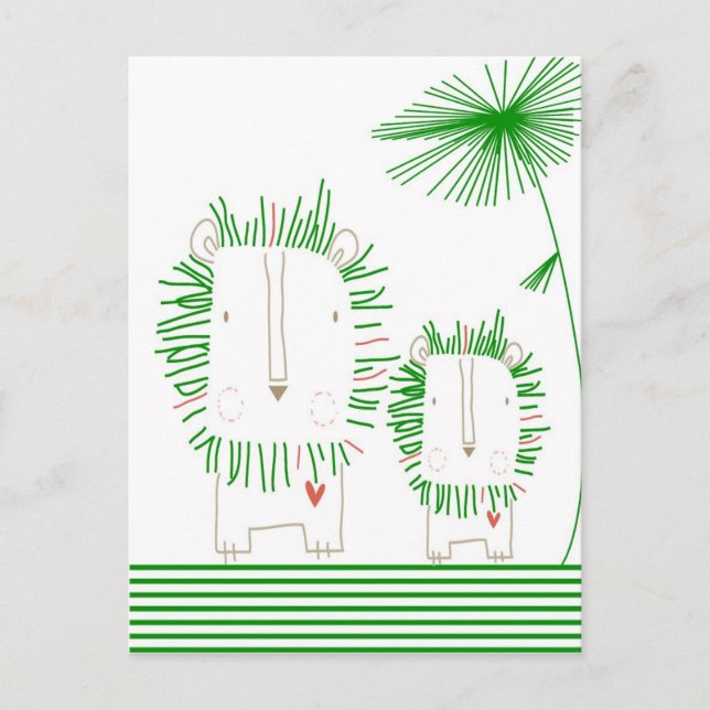Postal León minimalista - Verde (Anverso)