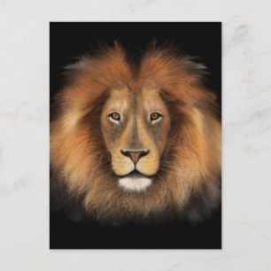 Postal león rey de la selva acuarela masculina realista