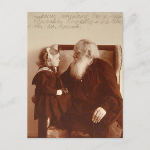 Postal Leon Tolstoy con su nieta, Tatiana