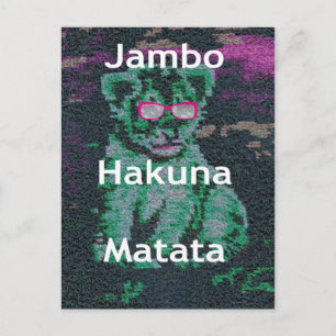 Postal León verde con gafas rosas "Hakuna Matata" Arte