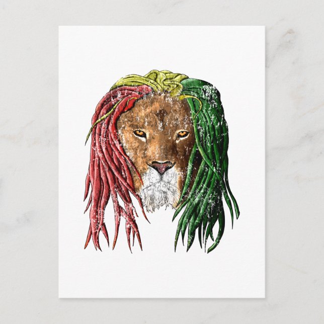 Postal León vintage rasta reggae (Anverso)