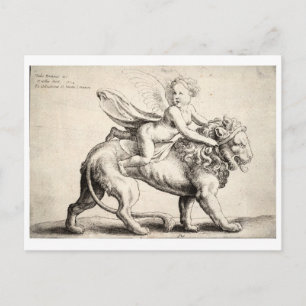 Postal león y cherub