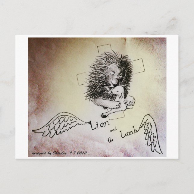 Postal León y cordero (Anverso)