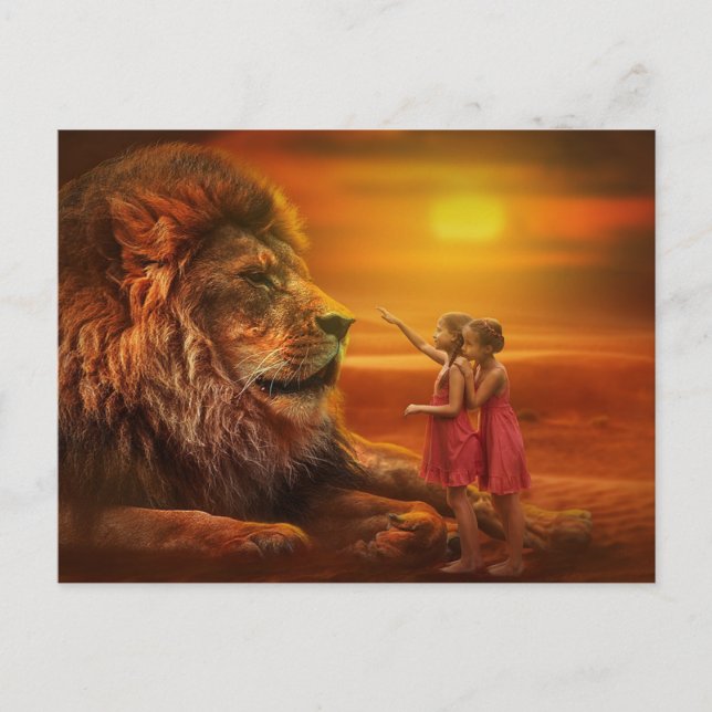 Postal León y niños (Anverso)