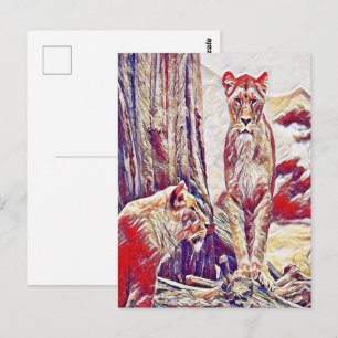 Postal Leona por las montañas